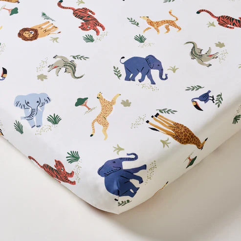 Kabode - Organic Cot Bed Fitted Sheet - Safari