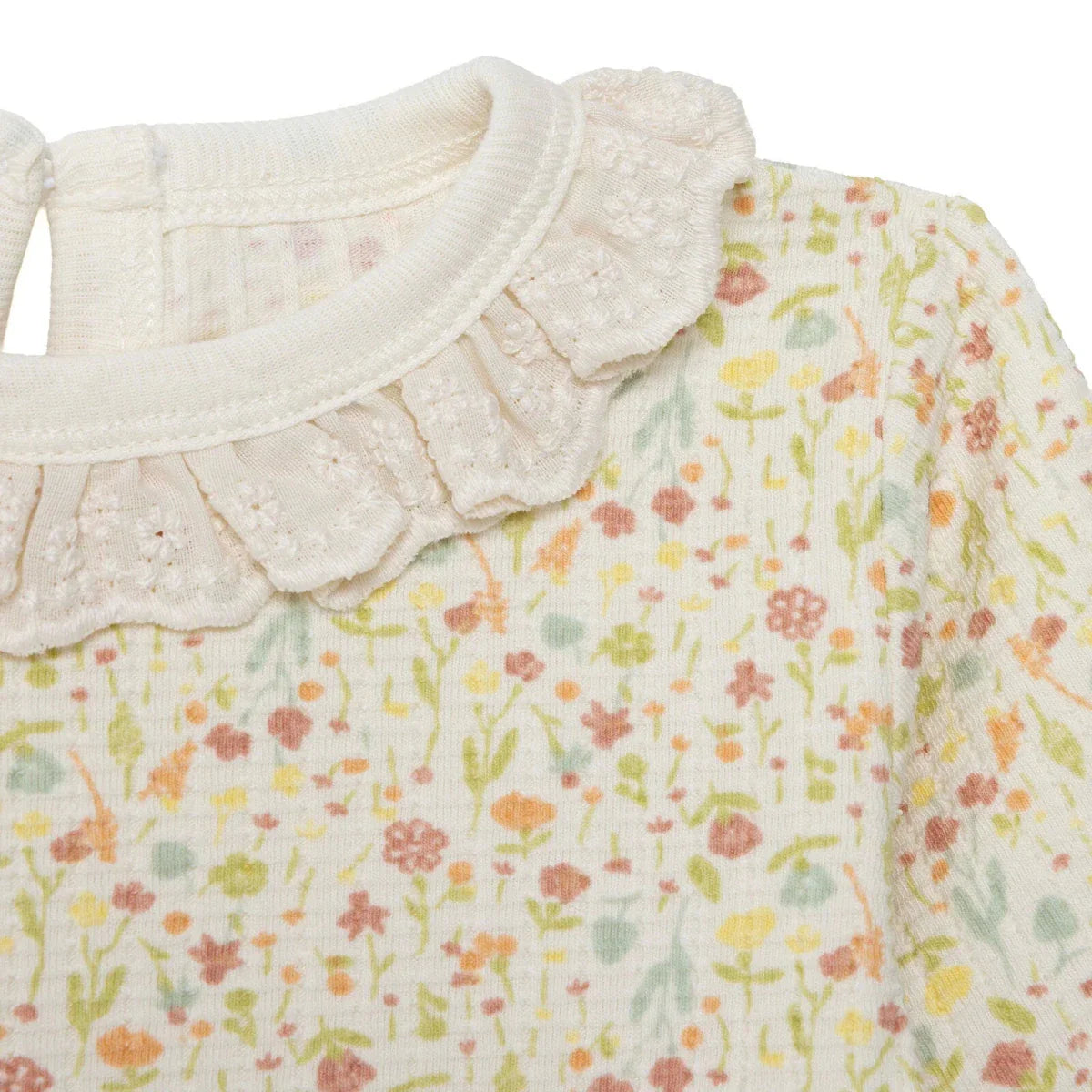 Bebetto Girls Sweatshirt & Footless Bottom Set Floral Print House Of Birds Frill Neck Full Length Lo - Salmon