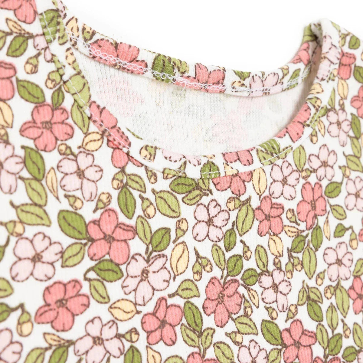 HelloBaby Girls Blouse-Leggings Flower Pastel Dreams Crew Neck Long Leg Short Sleeve - Ecru Printed