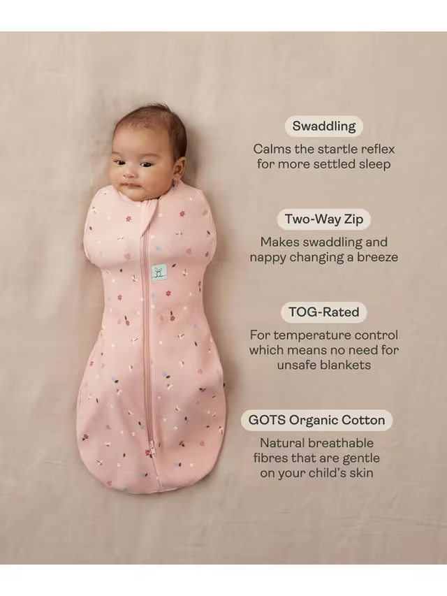 ergoPouch - Organic Summer Cocoon Swaddle Sleeping Bag - Daisy 0.2 TOG