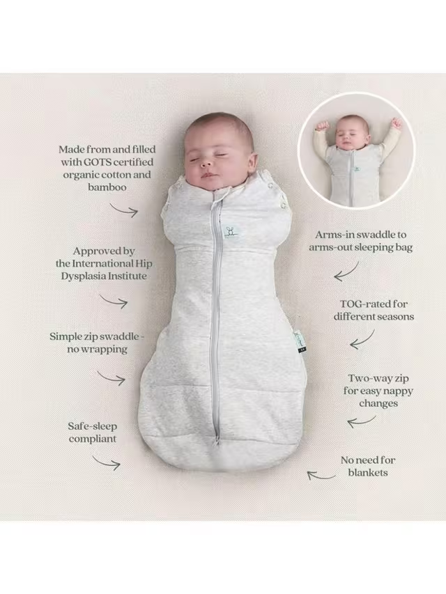 ergoPouch - Organic All Year Cocoon Swaddle Sleeping Bag - Oatmeal 1.0 TOG