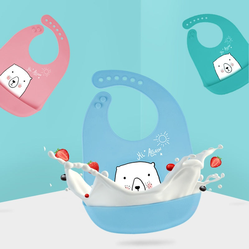 Waterproof Silicone Baby Bib with Pocket | 29cm Feeding Napkin