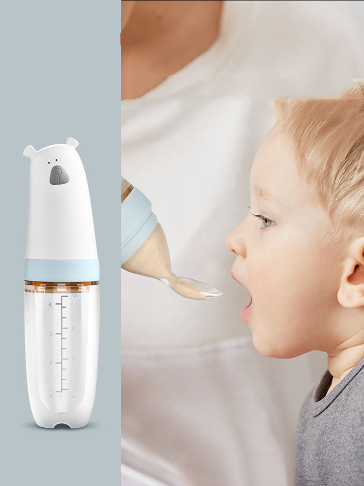 BabyCharm BPA-Free Silicone Baby Feeding Bottle with Spoon Feeder
