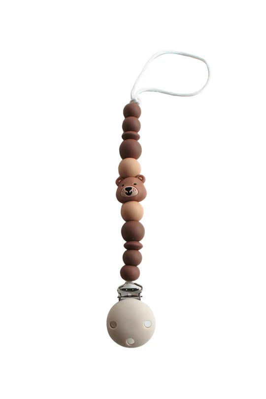Chewies&more - Silicone Pacifier Teething Clip - Bear - Navaho Cream