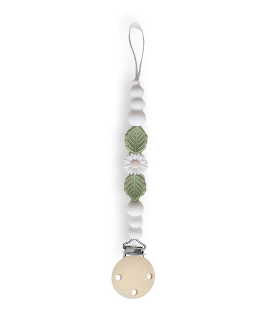 Chewies&more - Silicone Pacifier Teething Clip - Daisy - White