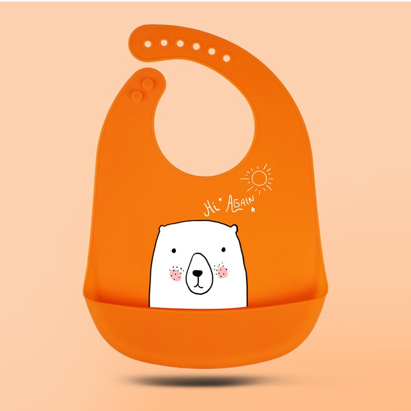 Waterproof Silicone Baby Bib with Pocket | 29cm Feeding Napkin