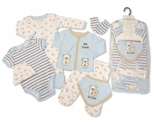 7 Piece Baby Boys Layette Clothing Gift Set Little Teddy Bear  by Nursery Time  0-3MONTH