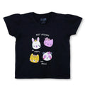 HelloBaby Girls T-shirt Animal Print Crew Neck Short Sleeve - Black