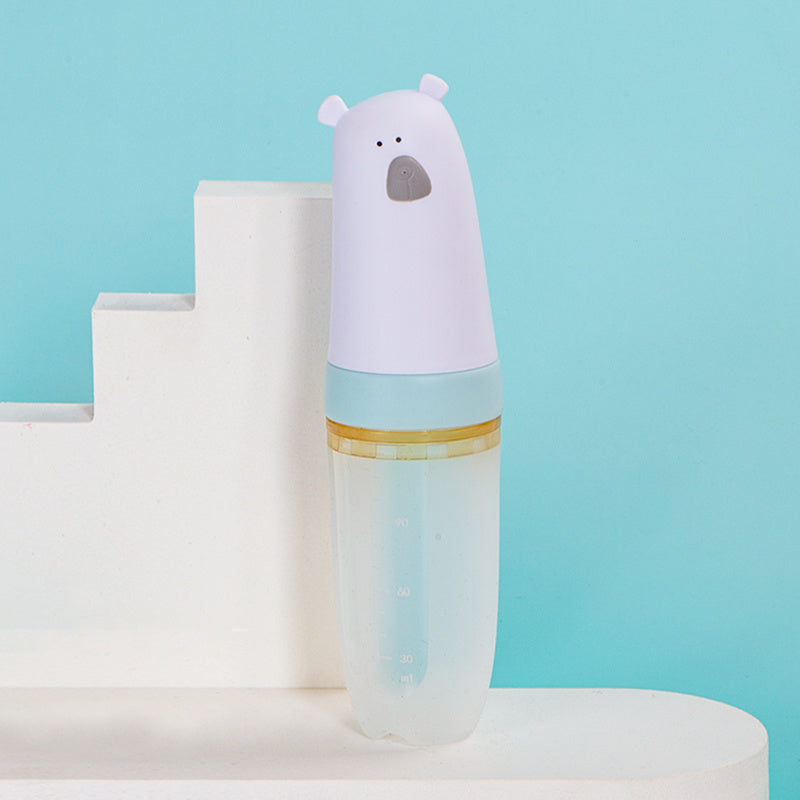 BabyCharm BPA-Free Silicone Baby Feeding Bottle with Spoon Feeder