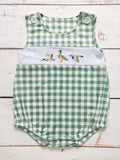 Baby Boys Checkered Duck Appliqué Romper: 0-3M
