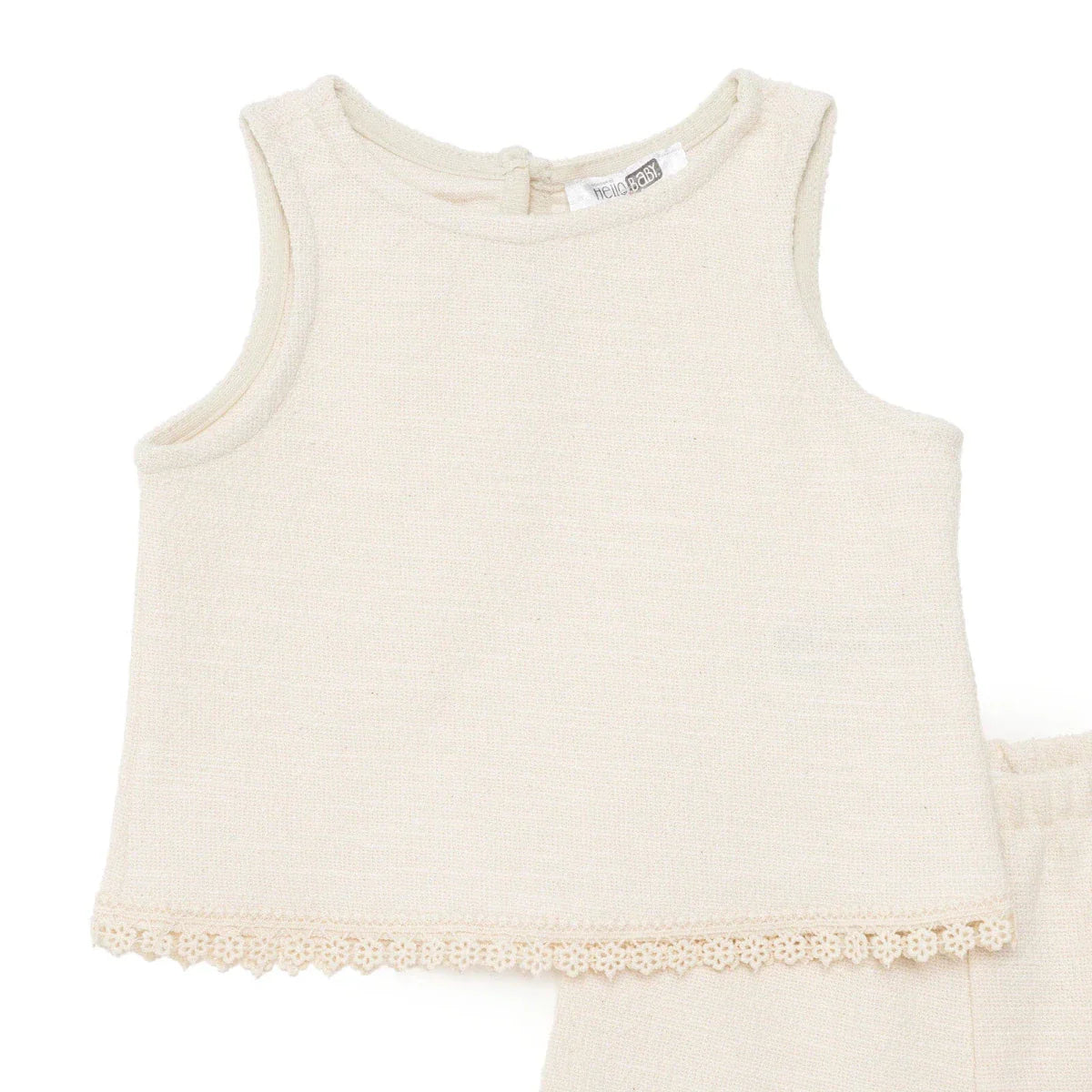 HelloBaby Girls Blouse & Shorts Set Pastel Dreams Crew Neck Short Length Sleeveless - Ecru