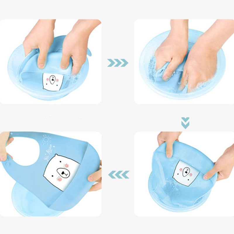 Waterproof Silicone Baby Bib with Pocket | 29cm Feeding Napkin