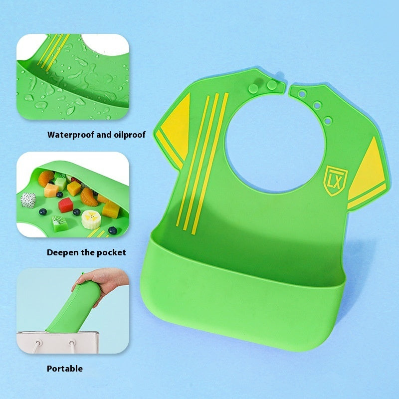 Waterproof Silicone Baby Bib with Crumb Catcher - Easy Clean