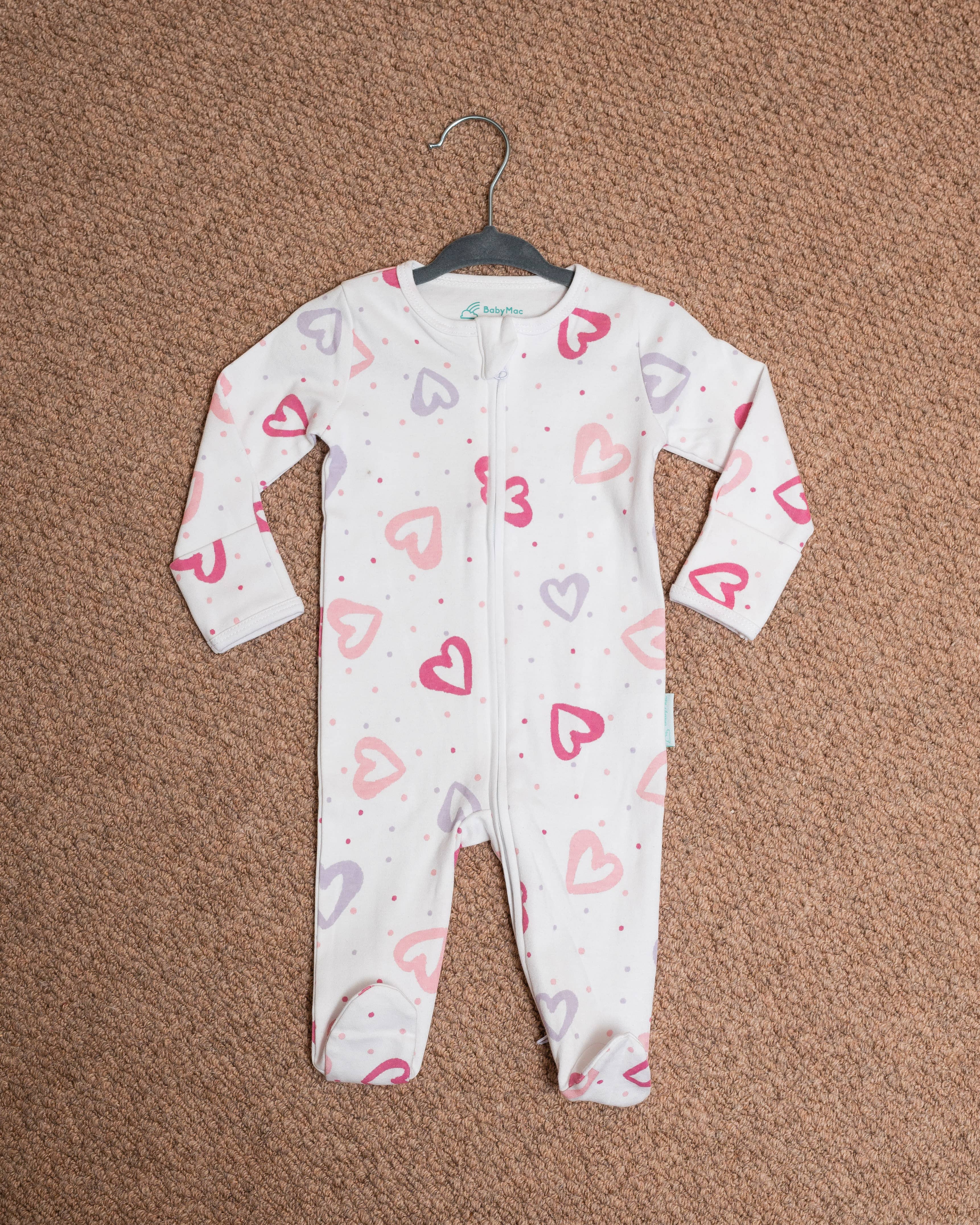 Organic Cotton Sleepsuit-Heart: Heart / 0-3 months