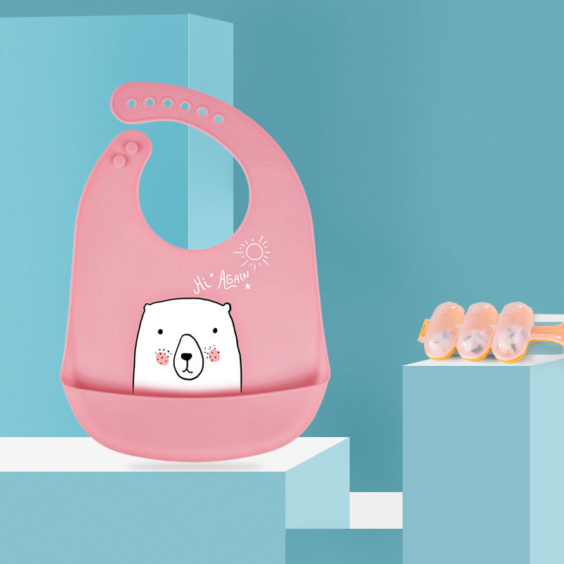 Waterproof Silicone Baby Bib with Pocket | 29cm Feeding Napkin