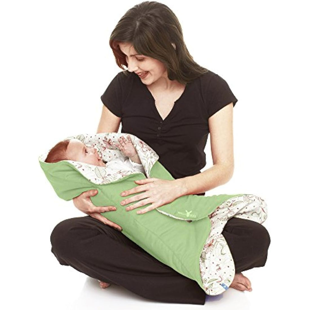 Wallaboo - Baby Blanket Leaf - Soft Blanket - Newborn and Up - Durable Faux Suede and 100% Pure Cotton with Print - Diameter: 85cm - 33 inch - Color: Green