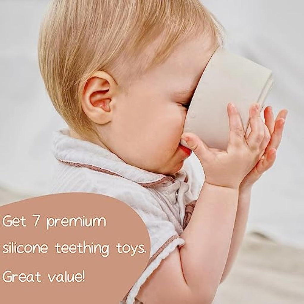 Moonkie Baby Stacking Cups Toy Silicone, Teether for Baby, Early Development & Activity Toys, Silicone Soft Teething Toy, for Bath Play, Stacking Toys 7 Piece Set
