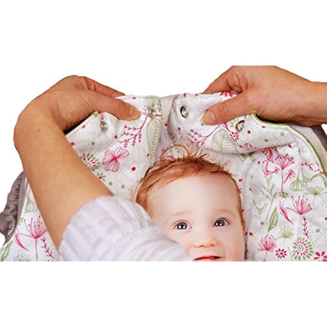 Wallaboo - Baby Blanket Leaf - Soft Blanket - Newborn and Up - Durable Faux Suede and 100% Pure Cotton with Print - Diameter: 85cm - 33 inch - Color: Green