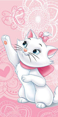 Disney Aristocats Marie Beach & Bath Towel 70x140cm, 100% Cotton | Soft & Absorbent Kids Bath & Swim Towel | Ideal for Beach, Bath and Pool