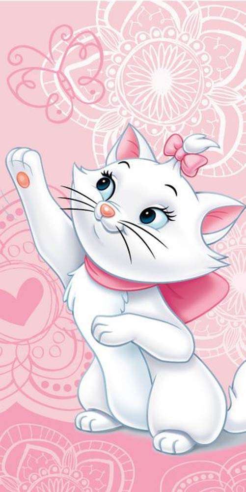Disney Aristocats Marie Beach & Bath Towel 70x140cm, 100% Cotton | Soft & Absorbent Kids Bath & Swim Towel | Ideal for Beach, Bath and Pool
