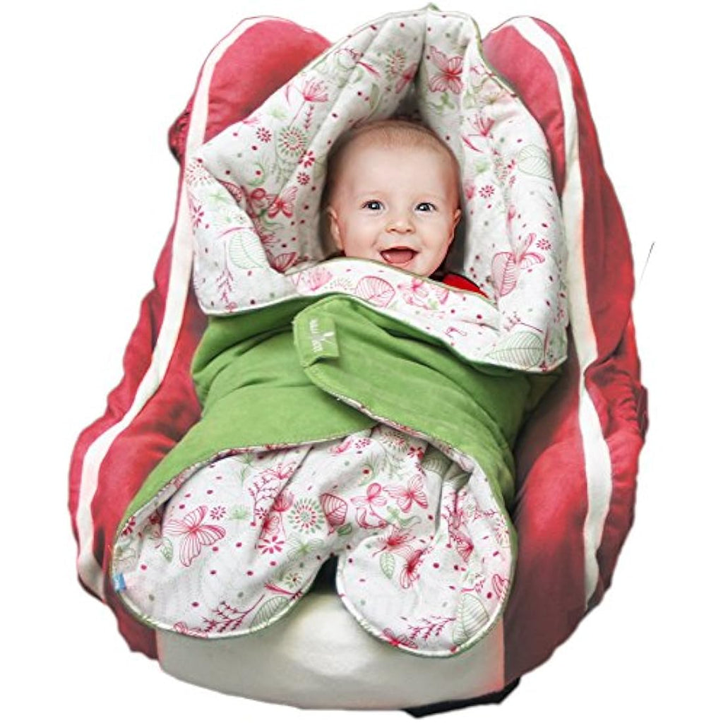 Wallaboo - Baby Blanket Leaf - Soft Blanket - Newborn and Up - Durable Faux Suede and 100% Pure Cotton with Print - Diameter: 85cm - 33 inch - Color: Green