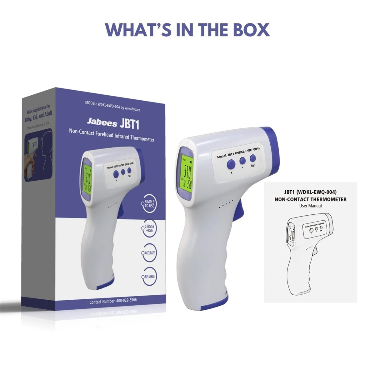 Jabees JBT1 Non-Contact Forehead Infrared Thermometer