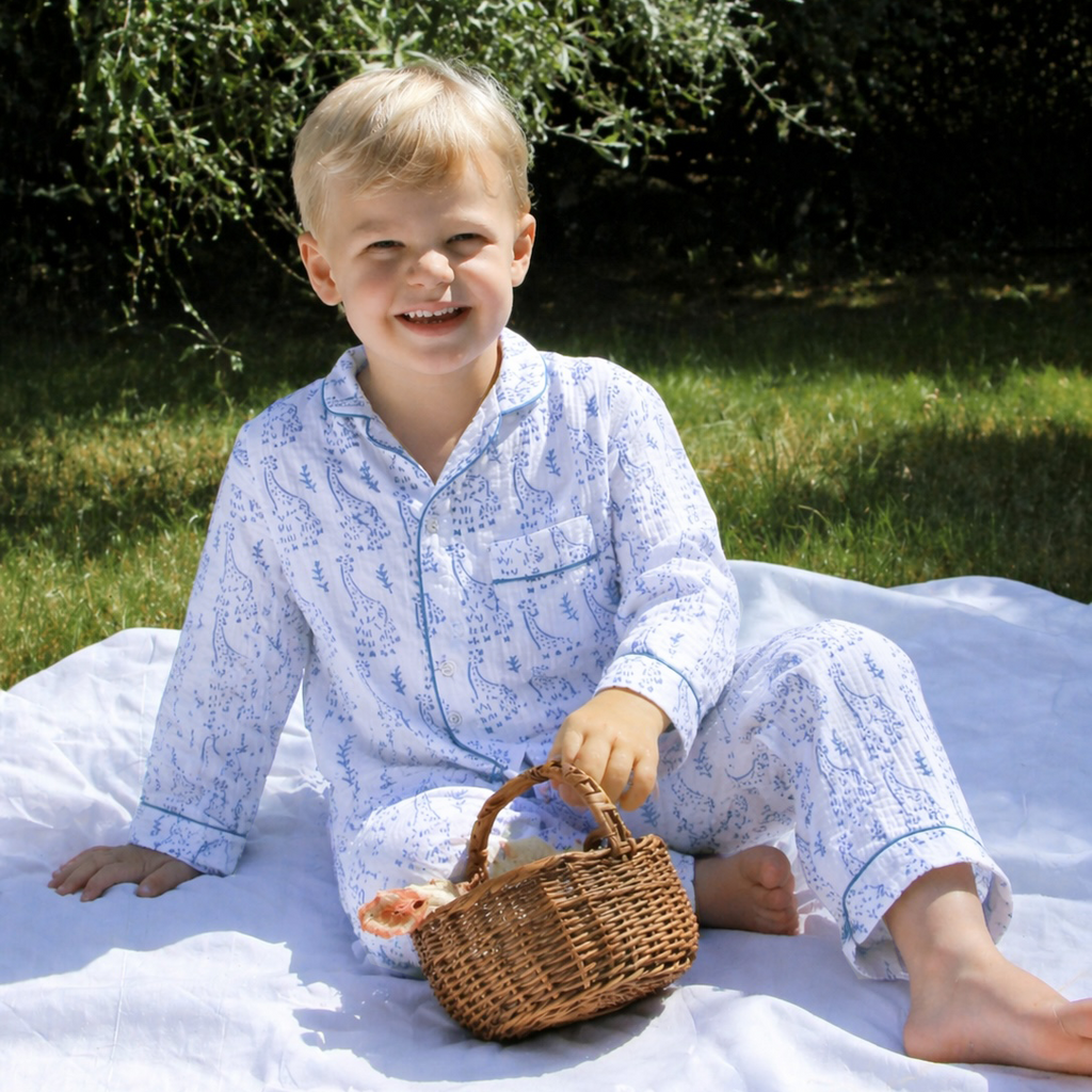 Blue Giraffe Organic Muslin Pyjamas