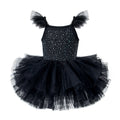 Children's Hot-fix Rhinestone Embroidered Flared-sleeve Ballet Skirt