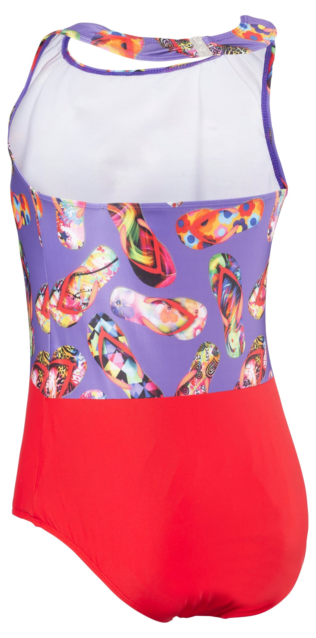 Kes-Vir Girl's Flipflop Halterneck - Damson/Rose *