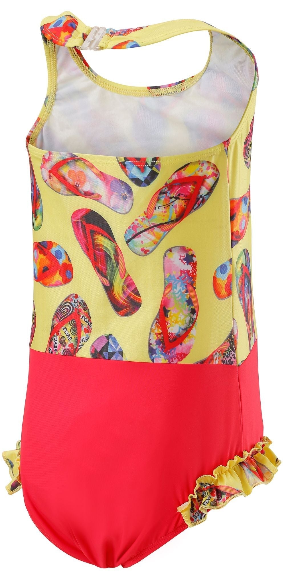Kes-Vir Girl's Flipflop Halterneck - Marigold/Coral *