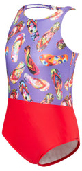 Kes-Vir Girl's Flipflop Halterneck - Damson/Rose *