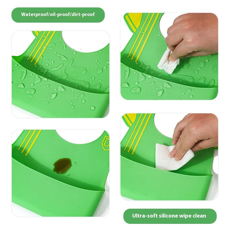 Waterproof Silicone Baby Bib with Crumb Catcher - Easy Clean