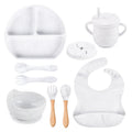 Silicone Baby Tableware Set - Suction Plate, Utensils & Bib