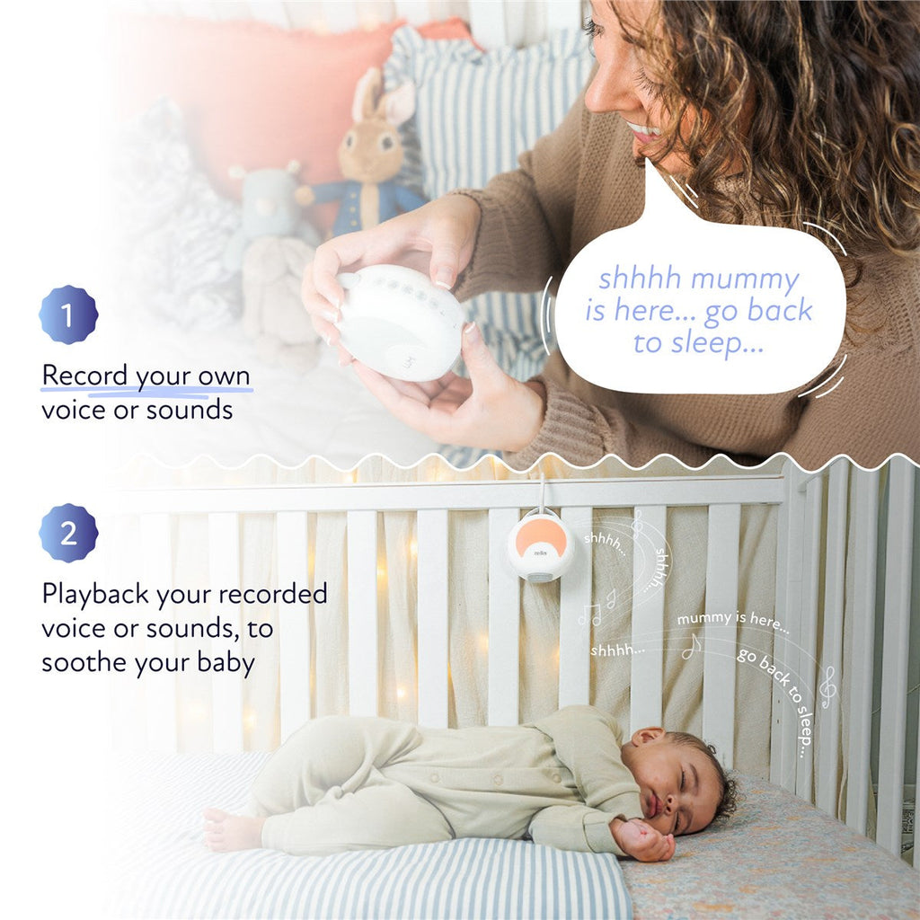 Zello Portable White Noise Machine 30 Soothing Sounds 7 Colour Moon Nightlight Sleep Timer 20hr Battery Voice Record Memory Function Sleep Timer Sound Machine Travel Pram Pushchair Cot Nursery