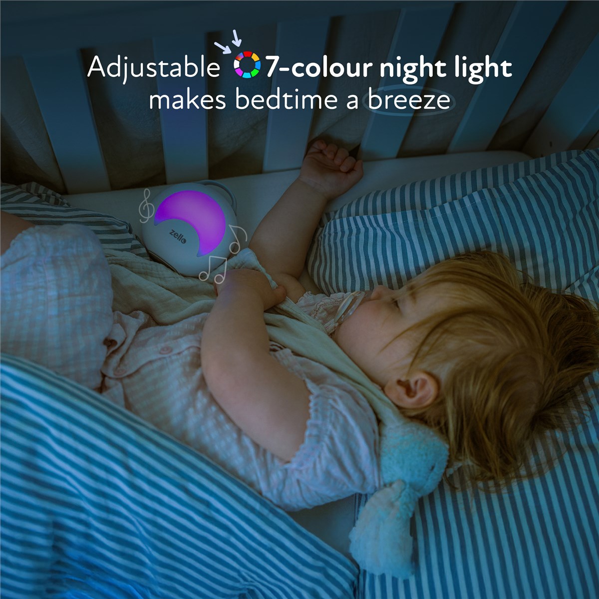 Zello Portable White Noise Machine 30 Soothing Sounds 7 Colour Moon Nightlight Sleep Timer 20hr Battery Voice Record Memory Function Sleep Timer Sound Machine Travel Pram Pushchair Cot Nursery