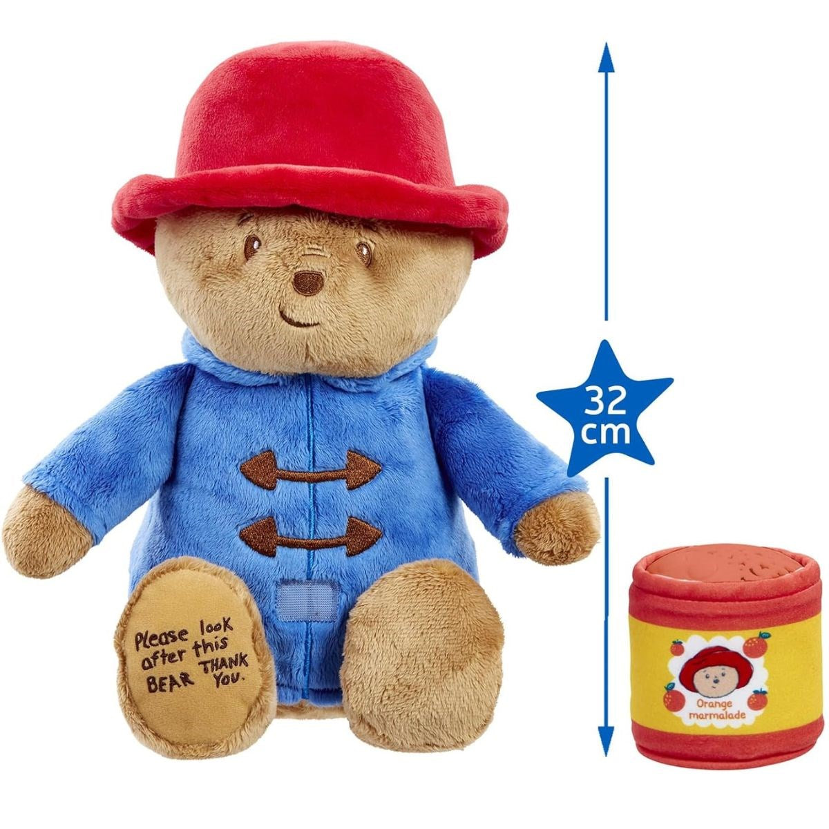 Rainbow Designs Bedtime Cuddles with Paddington Bear Set - Cuddleable Soft Teddy Toy & Marmalade Jar Nightlight - Calming Lullaby, Colour-Changing Moons & Stars