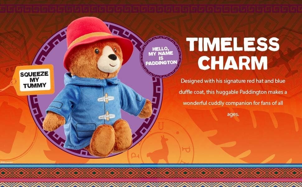Rainbow Designs Paddington Bear Movie Talking Teddy Bear - Paddington Bear talking toy with 5 Phrases, Red Hat & Blue Duffle Coat - Cuddly Companion for Playtime Adventures