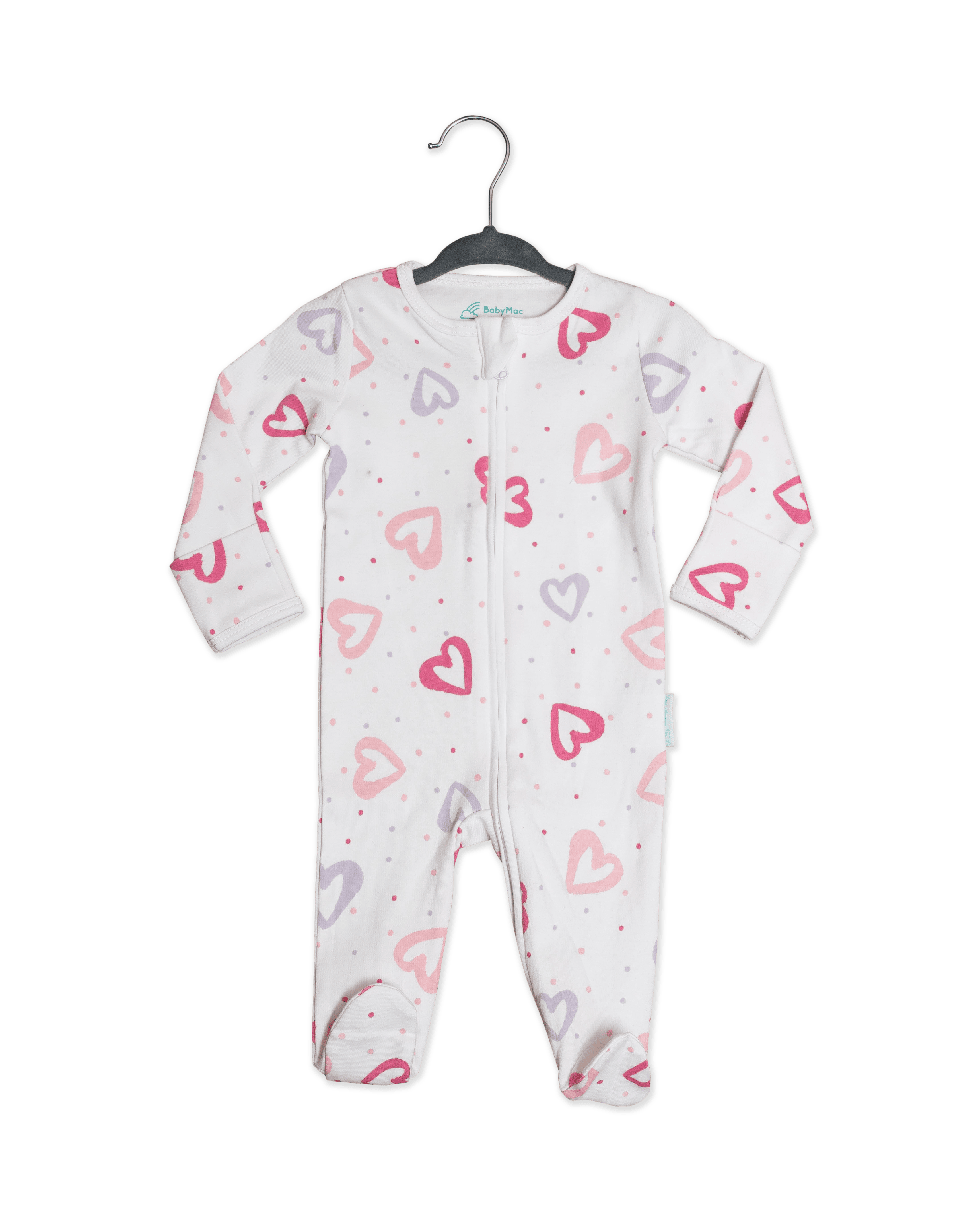 Organic Cotton Sleepsuit-Heart: Heart / 0-3 months