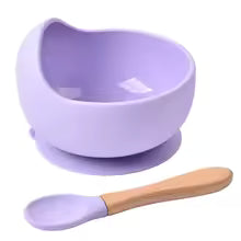 Food Grade Silicone Baby Feeding Bowl Set with Suction Base & Spoon