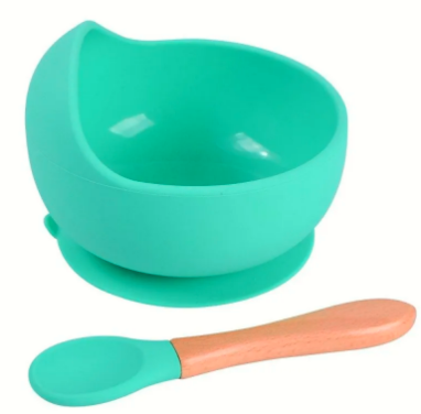 Food Grade Silicone Baby Feeding Bowl Set with Suction Base & Spoon