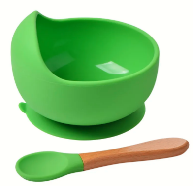 Food Grade Silicone Baby Feeding Bowl Set with Suction Base & Spoon