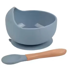 Food Grade Silicone Baby Feeding Bowl Set with Suction Base & Spoon