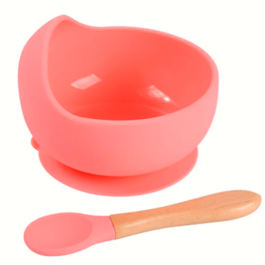 Food Grade Silicone Baby Feeding Bowl Set with Suction Base & Spoon