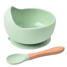Food Grade Silicone Baby Feeding Bowl Set with Suction Base & Spoon