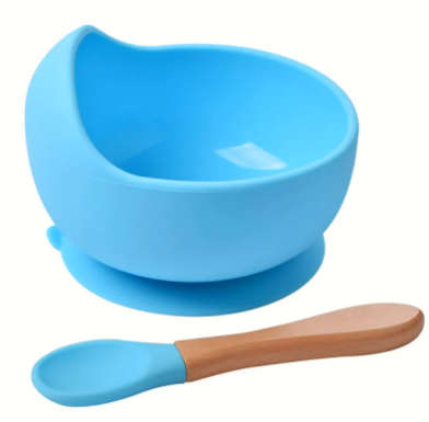 Food Grade Silicone Baby Feeding Bowl Set with Suction Base & Spoon