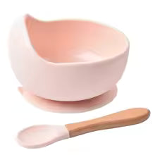 Food Grade Silicone Baby Feeding Bowl Set with Suction Base & Spoon