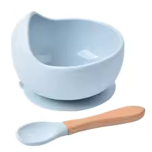 Food Grade Silicone Baby Feeding Bowl Set with Suction Base & Spoon