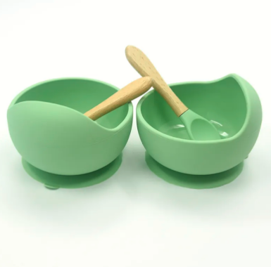 Food Grade Silicone Baby Feeding Bowl Set with Suction Base & Spoon