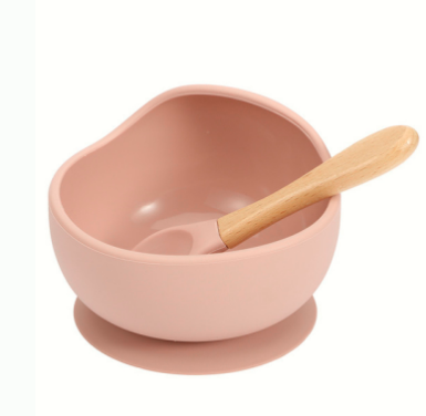 Food Grade Silicone Baby Feeding Bowl Set with Suction Base & Spoon