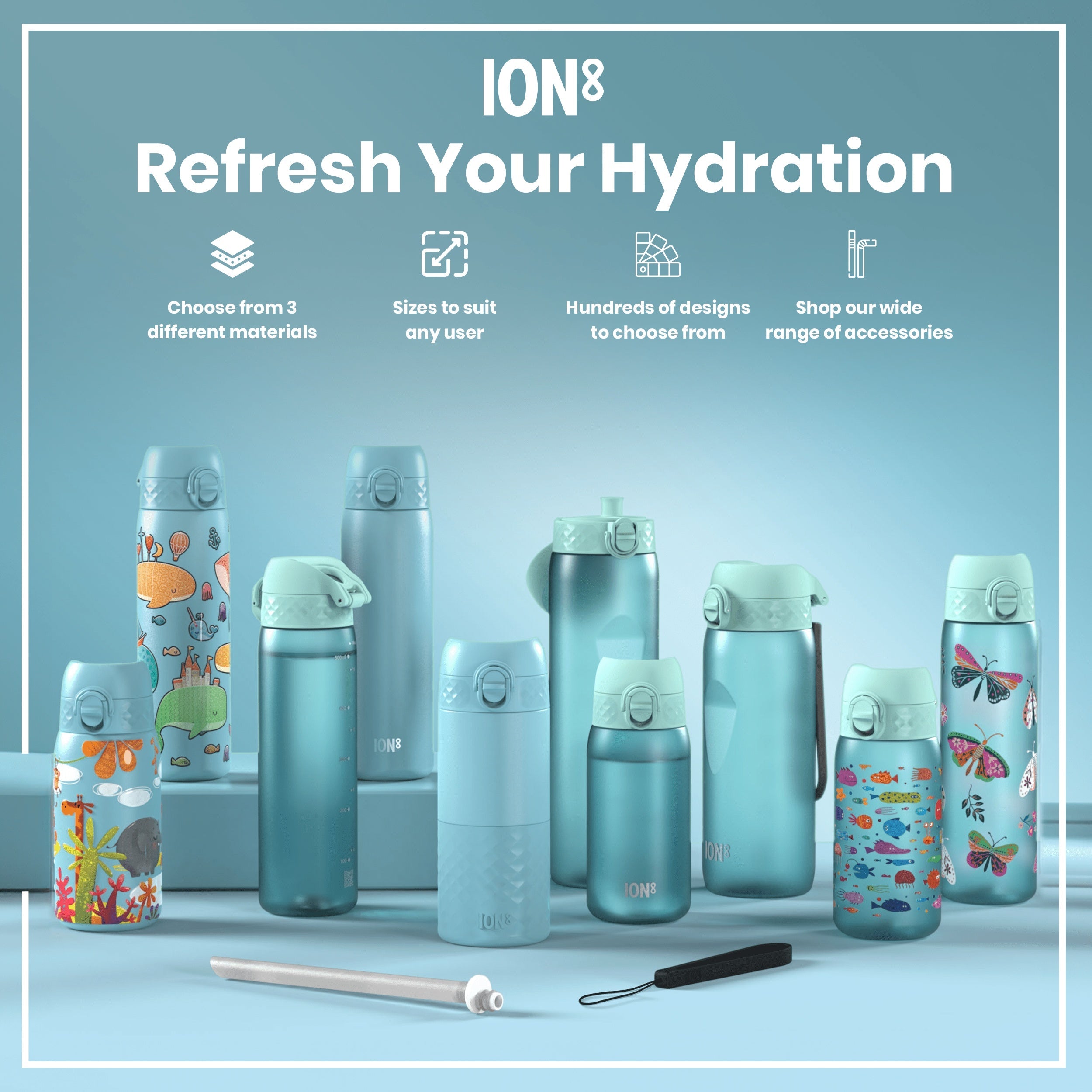 Leak Proof Kids Water Bottle, Recyclon, Crocodiles, 350ml (12oz)